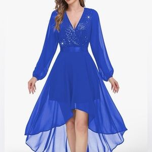 Women’s Sequin Dress Fall Long Sleeve Midi Dress, Hi-Low, B-Neck, NIP, MSRP $40